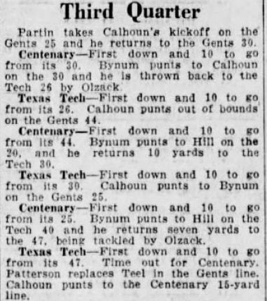 Centenary vs Texas Tech punting 