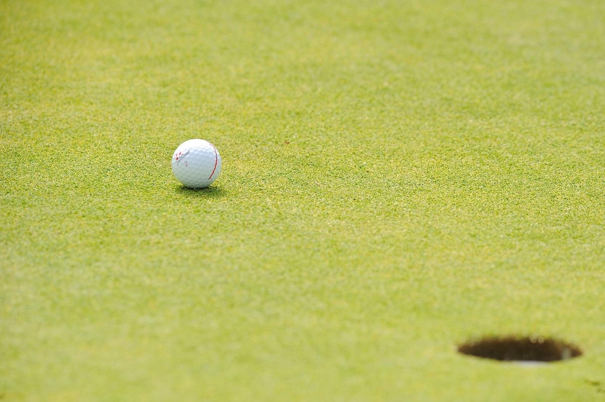 Golf ball on the putting green