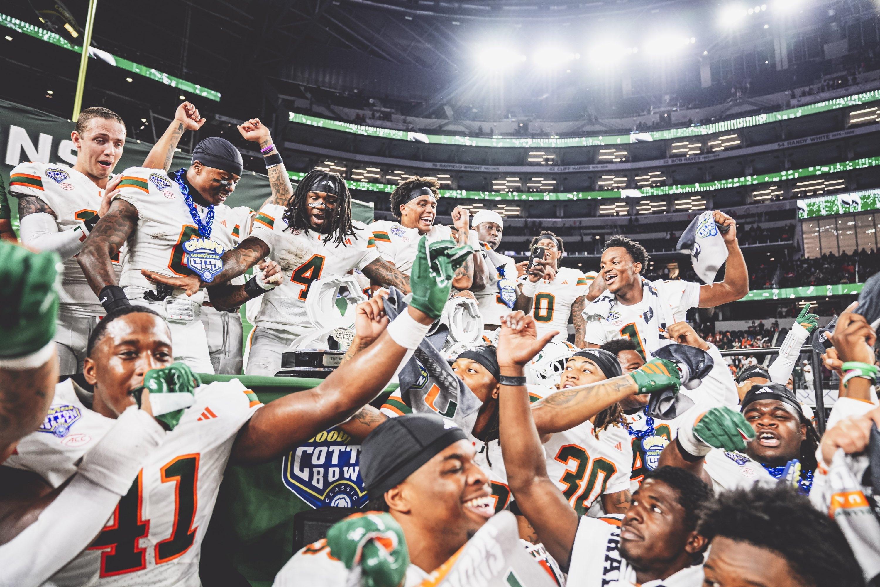 Miami football celebration