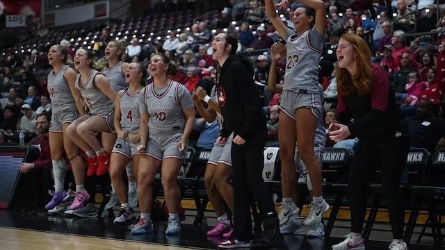 Indiana (PA) celebrates another win in DII women's basketball.